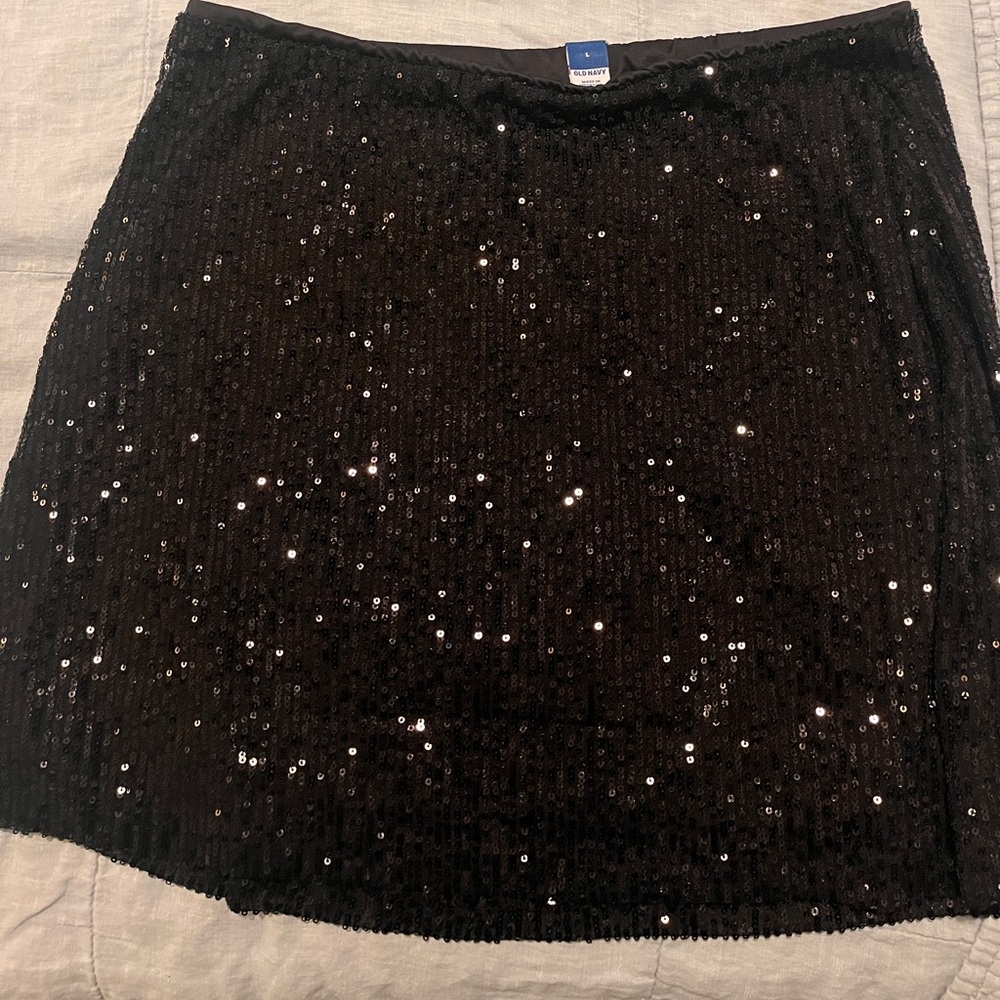Black Sequin Mini Skirt